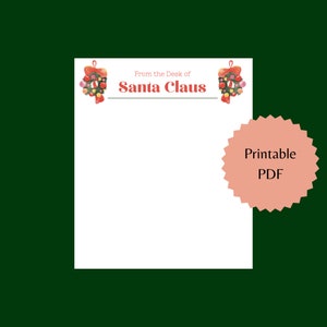 Membrete de Santa Claus / PDF imprimible / Papelería imprimible de Navidad / Carta de Santa / Membrete en blanco / Descarga instantánea