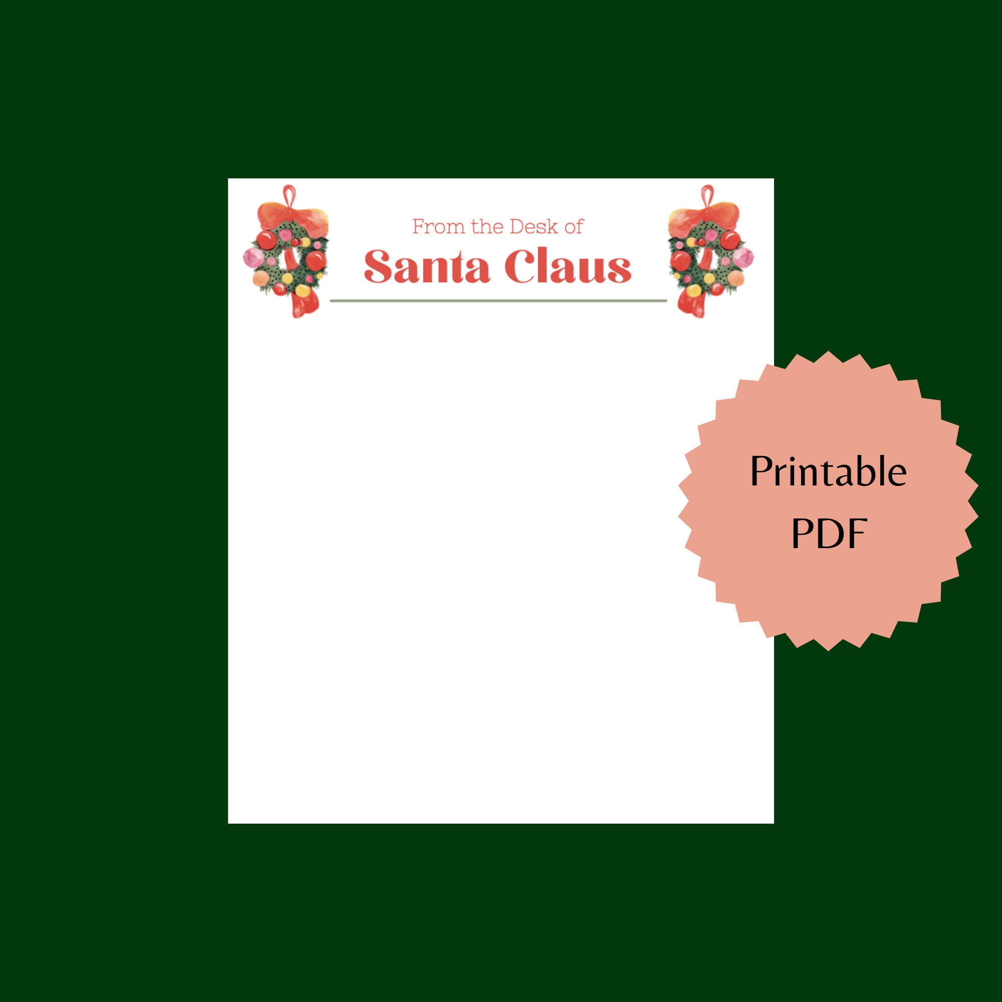 Santa Claus Letterhead | Printable PDF | Christmas Printable Stationery ...