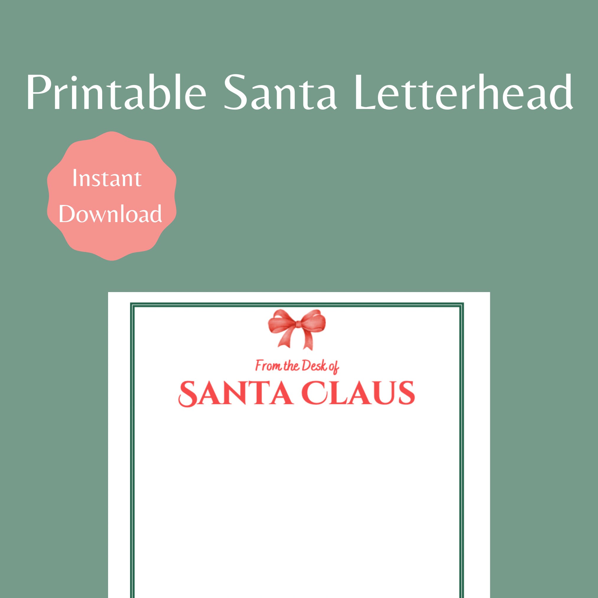 Santa Claus Letterhead | Printable PDF | Christmas Printable Stationery ...