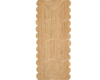 Scalloped Runner Rug kitchen, Jute Scallop Rug, Jute Runner Rug, Natural Jute Rug, Hallway Runner Rug, Runner Custom Rug, Custom Size Rug