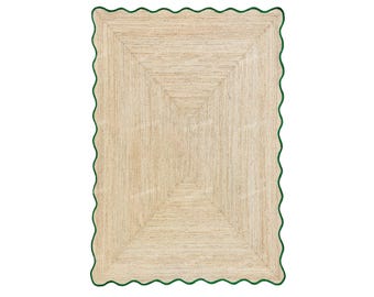 Jute Rug Scalloped Rug, Jute Scalloped Rug, Bohemian Scallop Rug, Natural Jute Area Rug, Jute Rug Rectangular, Jute Scallop Rug, Custom Rug
