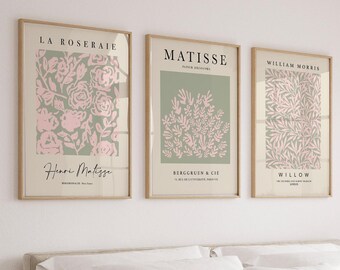 Soft Grey Art Prints, 3er-Set, Graue Wandkunst, Henri Matisse, William Morris, Neutrale Wanddekoration, Wohnzimmerkunst, Drucke Für Schlafzimmer