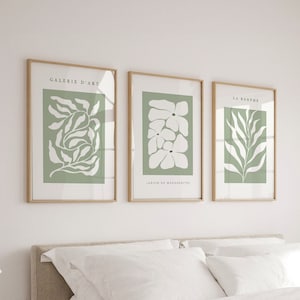 Sage Botanical Prints, Set of 3, Green Wall Art, Sage Wall Prints, Neutral Wall Decor, Living Room Art, Bedroom Wall Art, Sage Green Posters