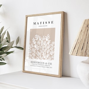 Matisse Print, Beige Wall Art, Modern Art Poster, Botanical Print, Beige Print, Neutral Wall Decor, Henri Matisse, Living Room Art, A2 A3 A4