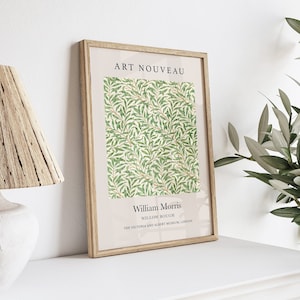 Green William Morris Print, Green Wall Art, Neutral Wall Decor, Green Living Room Art, Print For Beige Bedroom, Vintage Botanical Wall Art