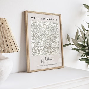 William Morris Art, Willow Print, Beige Wall Art, Neutral Wall Decor, Neutral Print, Vintage Wall Art, Exhibition Art Poster, A2, A3, A4