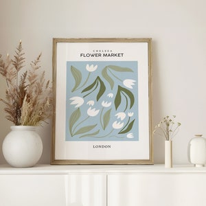 Entenei Blauer Druck, Blumenmarkt Poster, Blaue Wandkunst, Londoner Blumenmarkt, Entenei Blaue Wandkunst, Wohnzimmer Kunst, Blaue Schlafzimmer Druck