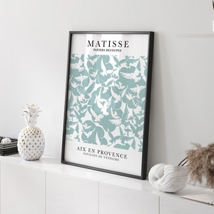 Impresión de Matisse en verde azulado, arte de pared abstracto, póster de Matisse, arte de pared turquesa, decoración de pared en azul verdoso, arte para sala de estar, impresión para dormitorio, verde azulado