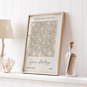 Henri Matisse Druck, Beige Wandkunst, Neutrale Wandkunst, Neutrales Wanddekor, Braune Wandkunst, Ausstellungskunst Poster, Botanischer Druck, A4 A3 A2