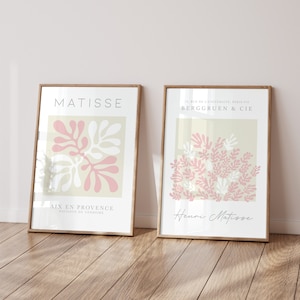 Impressions Matisse rose poudré, lot de 2, oeuvres d'art murales roses, affiches Matisse, art mural pastel, oeuvres d'art pour le salon, impressions roses pour chambre à coucher, décoration murale rose