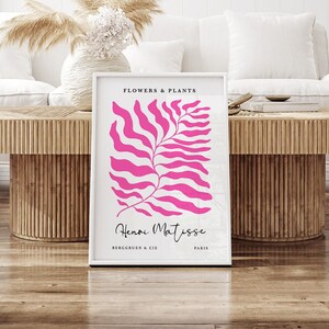 Pink Matisse Print, Fuchsia Pink Wall Art, Pink Prints, Papier Decoupes, Botanical Print, Exhibition Poster, Cerise Wall Art, Bedroom Print