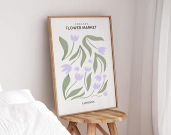 London Flower Market Print, Lilac Wall Art, Dopamine Decor, Purple Gallery Wall Print, Bedroom Wall Print, Light Purple Living Room Wall Art