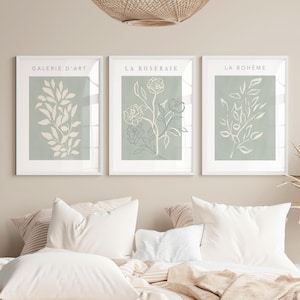 Sage Botanical Prints, Set of 3, Green Wall Art, Sage Wall Prints, Neutral Wall Decor, Living Room Art, Bedroom Wall Art, Sage Green Posters
