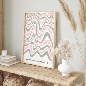 Grün & Rosa Print, Bauhaus Abstrakte Kunst, Rosa Wandkunst, Grün Rosa Druck, Salbei Wanddekor, Retro Wandkunst, Wohnzimmer Kunst, Schlafzimmer Druck