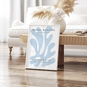 Stampa Blue Matisse, Arte murale botanica, Poster Henri Matisse, Arte murale blu, Decorazione murale pastello, Arte soggiorno, Stampa camera da letto, A2, A3, A4