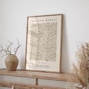 Larkspur Print, William Morris, Beige Wall Art, Neutral Wall Decor, Neutral Print, Vintage Wall Art, Exhibition Poster, Living Room