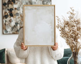 Impression abstraite neutre | Décoration de chambre beige | Déco de couloir crème