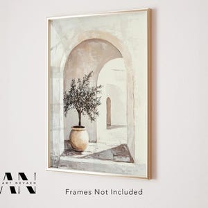2er-Set, italienische Küsten-Wand-Kunstdrucke, hellcremefarbene Wohnzimmer-Kunst, neutrales Küstendekor, sanftbeige Schlafzimmer-Wandkunst, gedämpftes beiges Dekor Bild 4