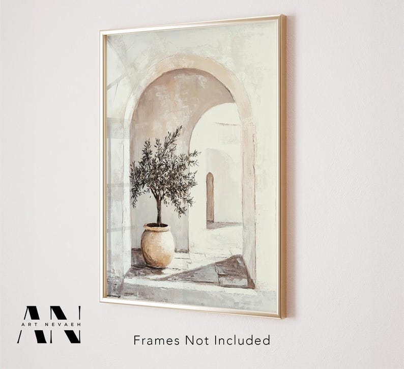 2er-Set, italienische Küsten-Wand-Kunstdrucke, hellcremefarbene Wohnzimmer-Kunst, neutrales Küstendekor, sanftbeige Schlafzimmer-Wandkunst, gedämpftes beiges Dekor Bild 4