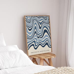 Abstract Art Print, Navy Wall Art, Bauhaus Wall Print, Neutral Wall Decor, Blue Living Room Art, Prints for Bedroom, Exhibition Art Prints