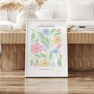 Pastell Print, New York Blumenmarkt Poster, Pastell Wandkunst, Dänisch Pastell, Bunte Wandkunst, Wohnzimmer Kunst, Druck für Schlafzimmer, Boho