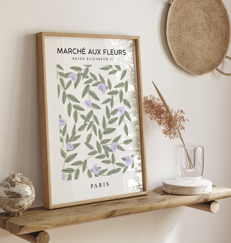 Paris Flower Market Print, Lilac Wall Art, Dopamine Decor, Purple Gallery Wall Print, Bedroom Wall Print, Light Purple Living Room Wall Art image 5