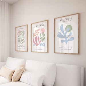 Impresiones en colores pastel daneses, juego de 3, arte de pared rosa, póster de Matisse, arte de pared en colores pastel danés, rosa y verde, arte para sala de estar, impresión colorida para dormitorio
