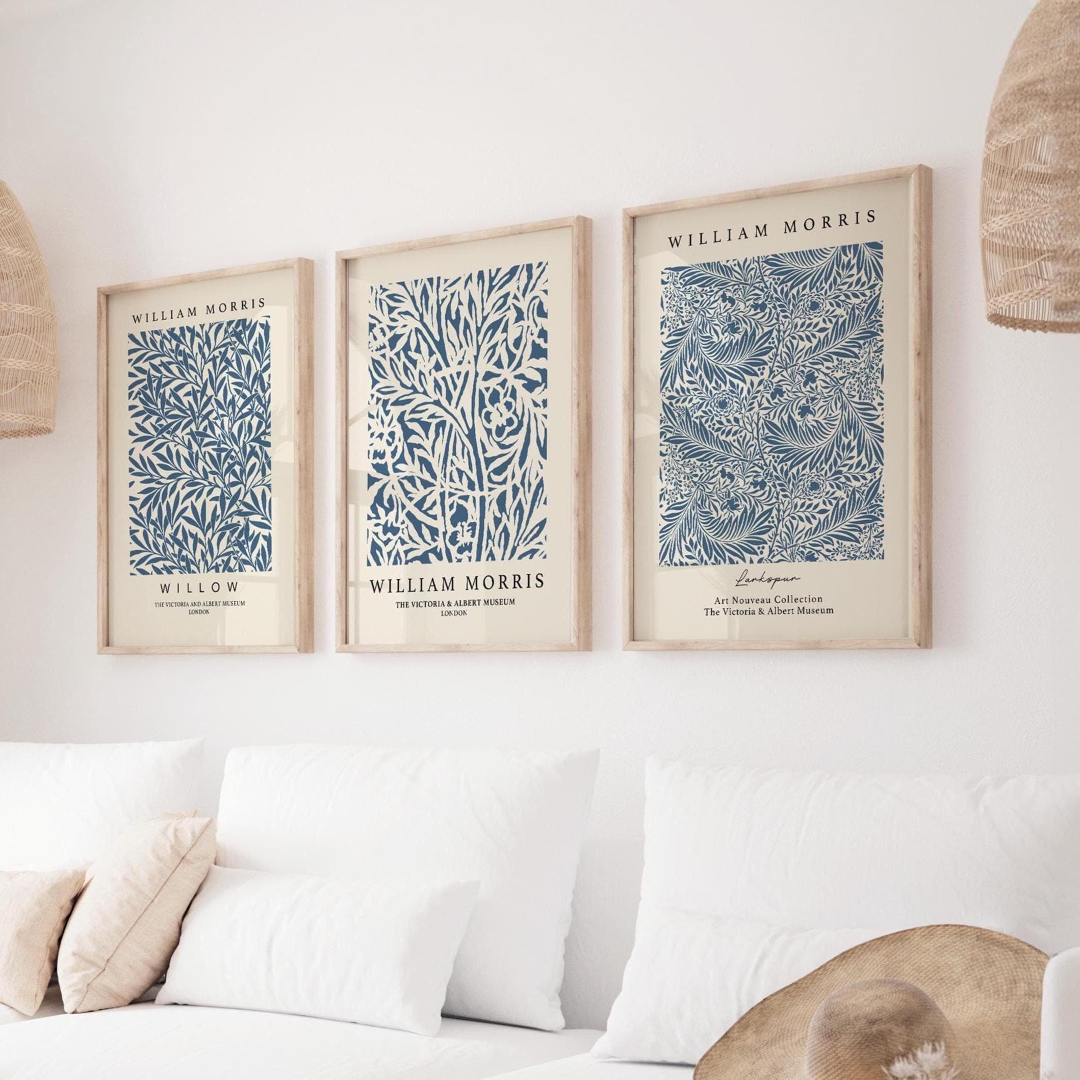 French Navy & Cream William Morris Prints: Set of 3 | Navy Blue