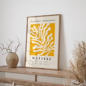 Gelber Matisse-Druck, gelbe Wandkunst, Henri Matisse, Botanischer Druck, gelbes Dekor, moderne Kunst, Wohnzimmerkunst, Schlafzimmerdruck, Boho-Dekor