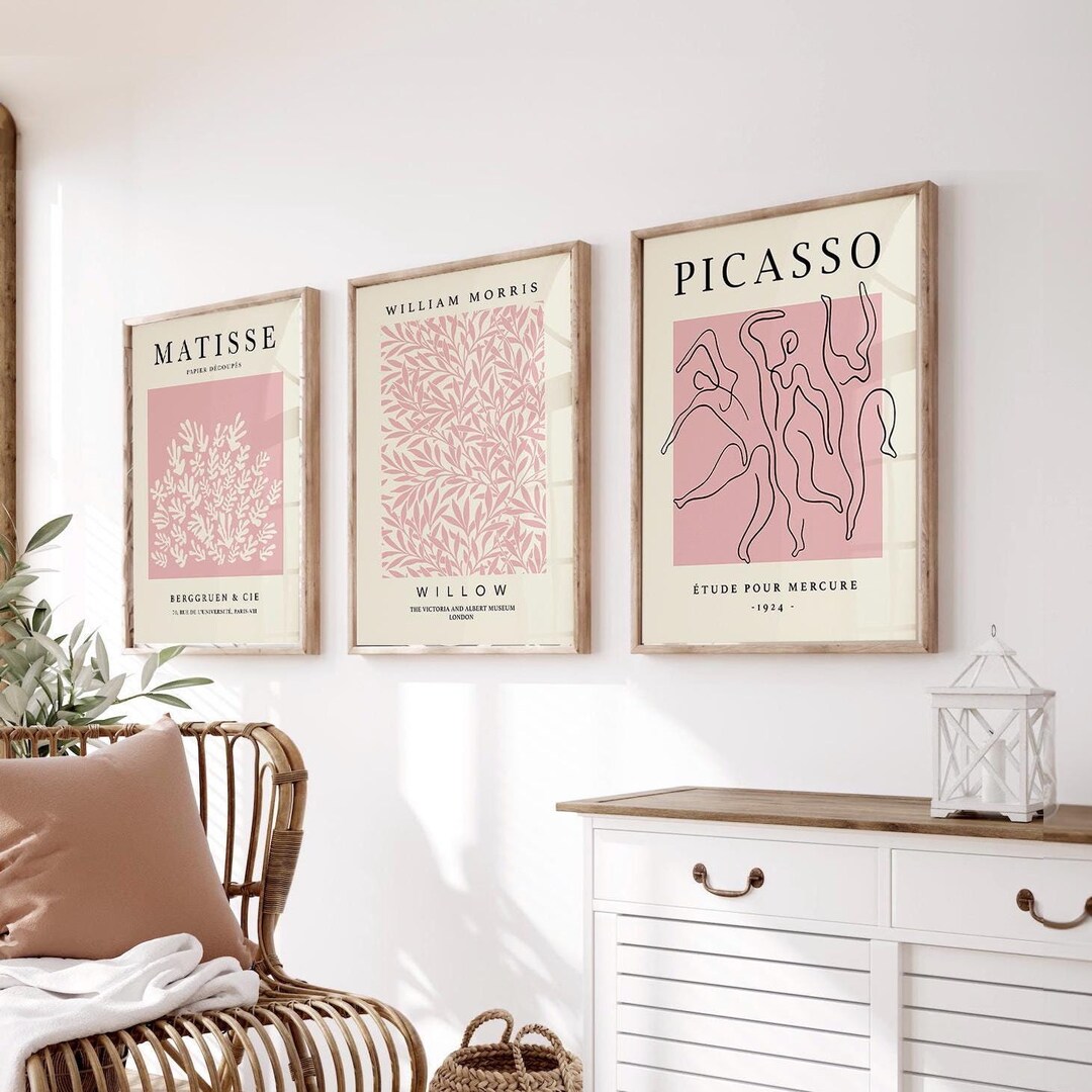 Blush Pink Wall Prints, 3 Set, Pink Wall Art, Matisse Posters, Pink ...