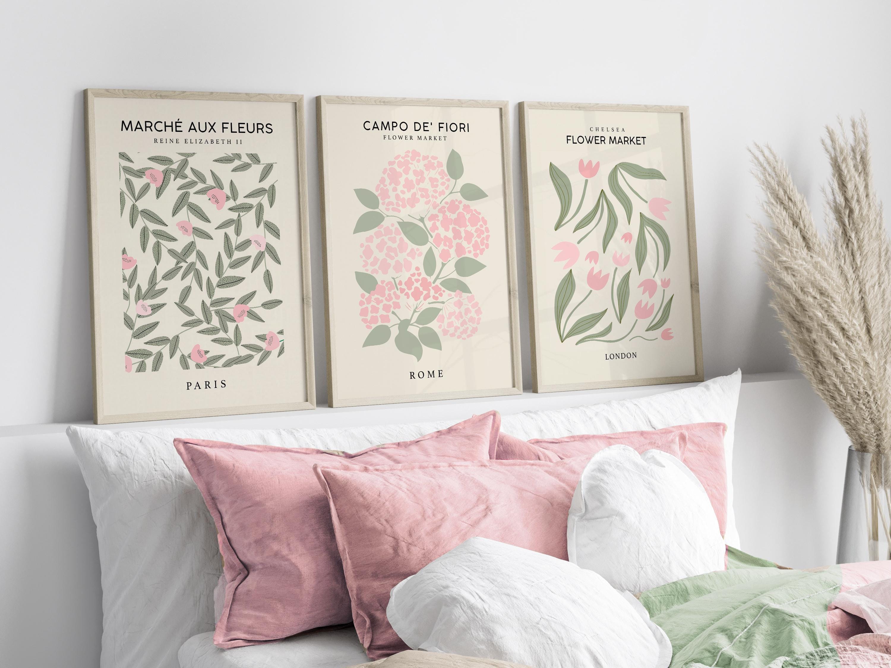 Sage, Pink & Cream Flower Market Prints: Set of 3 | Paris