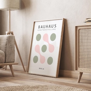 Pink & Grün Print, Bauhaus Abstrakte Kunst, Grüne Wandkunst, Grün Rosa Print, Rosa Wanddeko, Retro Wandkunst, Kunst für Wohnzimmer, Schlafzimmer
