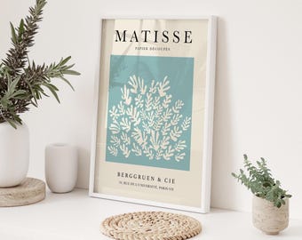 Teal Matisse Print, Modern Bedroom Wall Art, Teal Blue Wall Art, Teal Wall Decor, Museum Print, Living Room Wall Art, Exhibition Art Print