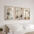 Italian Coastal Art Prints: Set of 3 | Light Cream Living Room Art | Neutral Coastal Decor | Soft Beige Bedroom Wall Art | Muted Beige Decor