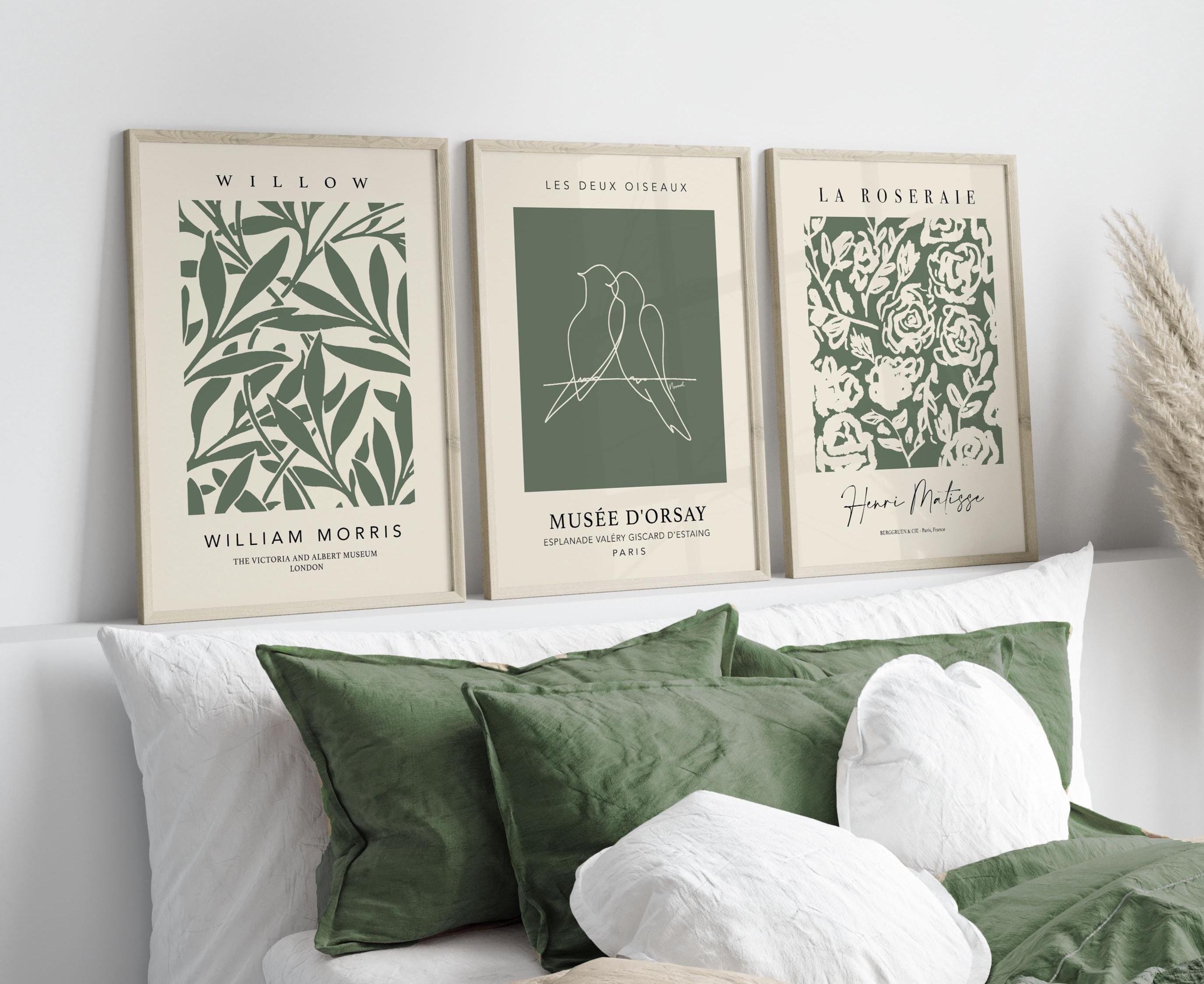 Forest Green Print Set, dunkelgrüne Wandkunst, Matisse Kunst, William Morris, Galerie Wandkunst, moderne Kunst, Ausstellungsplakat, Wohnzimmer Kunst