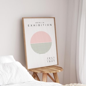 Sage & Pink Print, Bauhaus Abstrakte Kunst, Rosa Wandkunst, Grün Pink Print, Salbei Wanddekor, Retro Wandkunst, Wohnzimmer Kunst, Schlafzimmer Druck