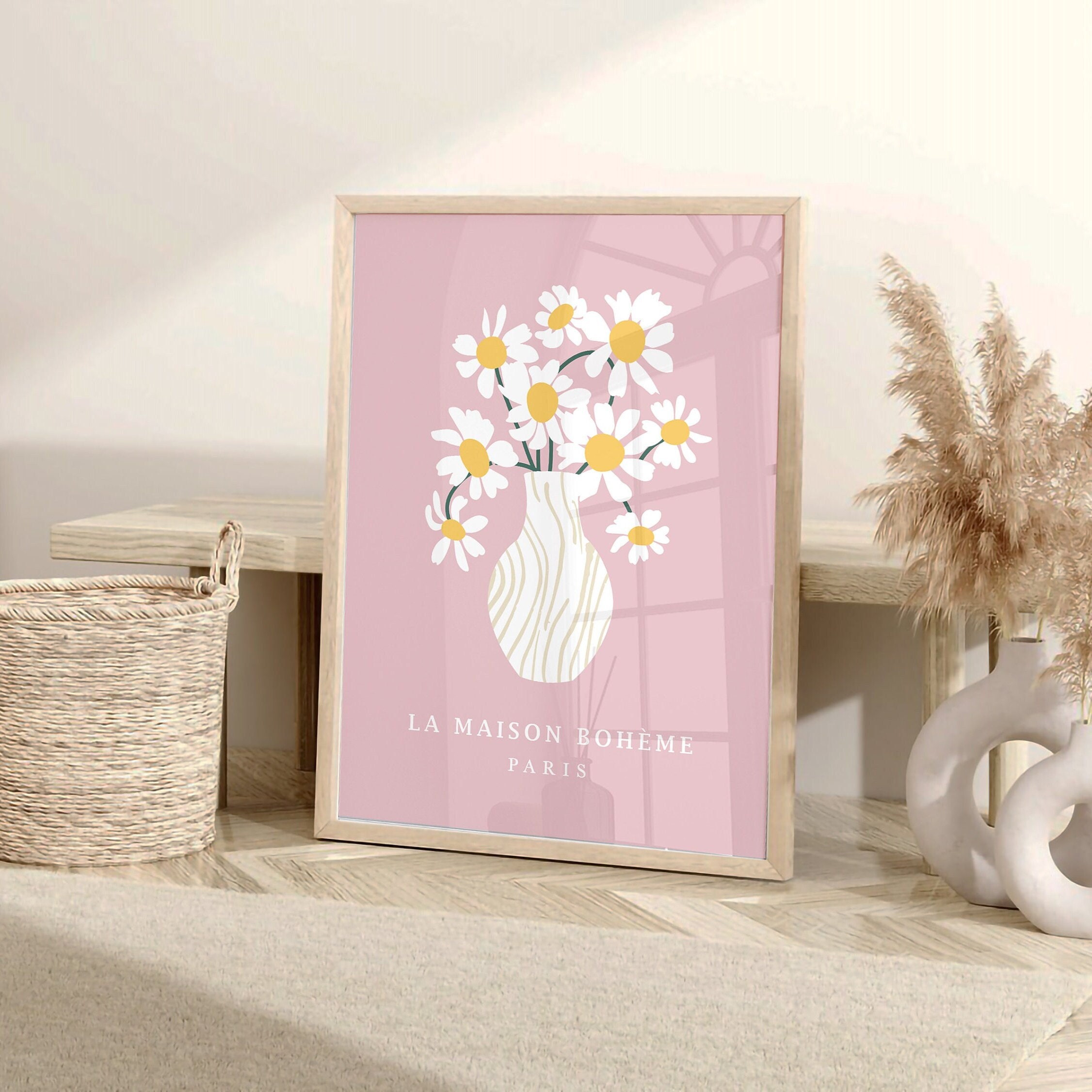 Coquette Wandkunst – 6 Erdbeer-Poster Mit Gänseblümchen, 20,3x25,4 Cm, Rosa-rot, Ungerahmt