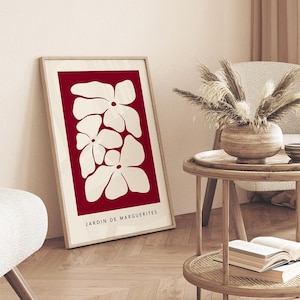 Burgundy Botanical Print, Wine Wall Art, Modern Art, Botanical Print, Boho Poster, Burgundy Wall Decor, Beige Living Room, Neutral Wall Art