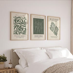 Waldgrüner Druck, 3er Set, Dunkelgrüne Wandkunst, Matisse Druck, William Morris, Galerie Wandkunst, Picasso Ballett Druck, 3 Ausstellungsposter