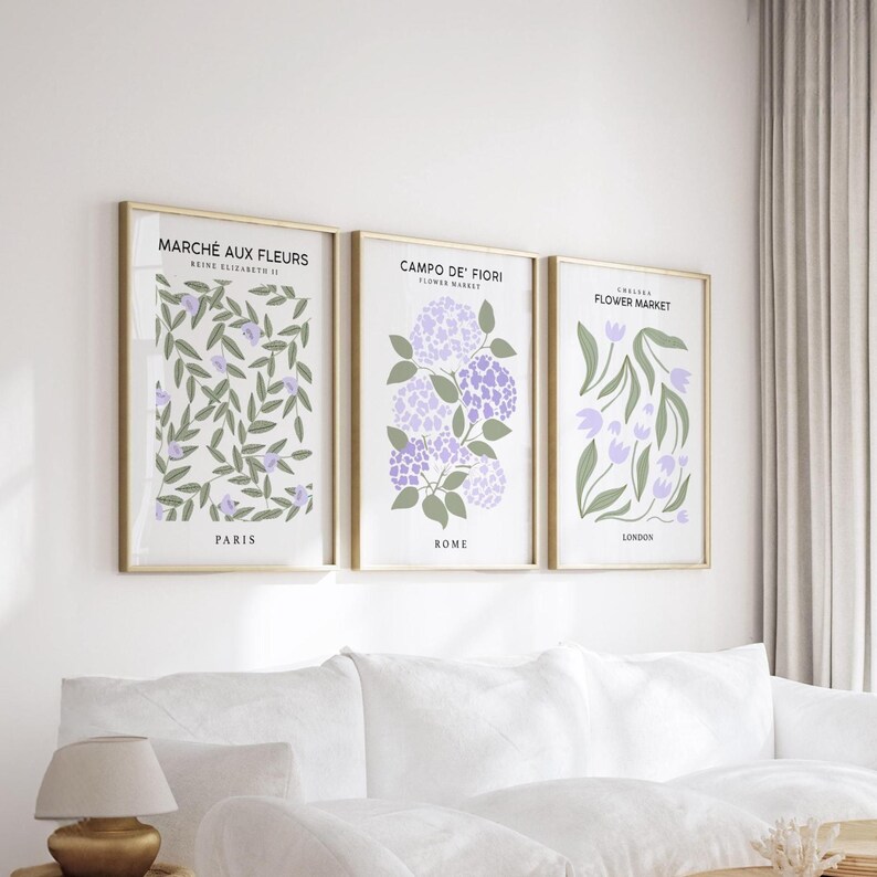 Paris Flower Market Print, Lilac Wall Art, Dopamine Decor, Purple Gallery Wall Print, Bedroom Wall Print, Light Purple Living Room Wall Art image 8