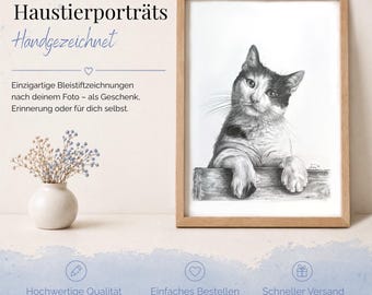 Personalisiertes Tierporträt nach Foto – von Hund, Katze und Haustier – Bleistift