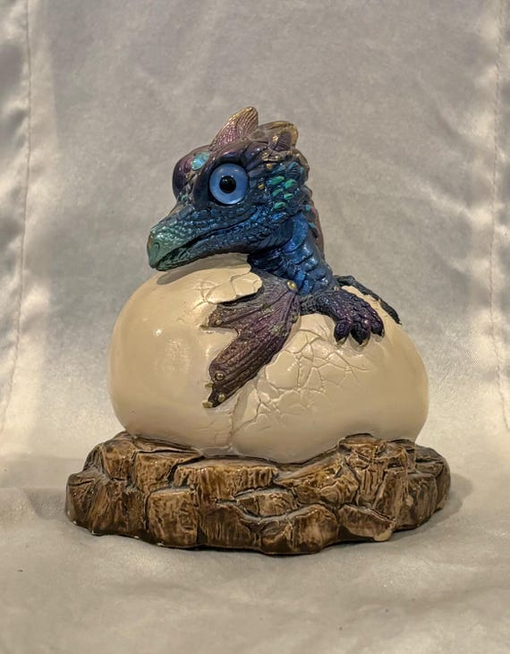 Vintage Windstone Editions Baby Dragon Hatching Handpainted