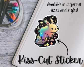 Kawaii Cosmic Bunny Kiss-Cut Sticker | Phone Case Sticker | Notebook Sticker | Laptop Sticker