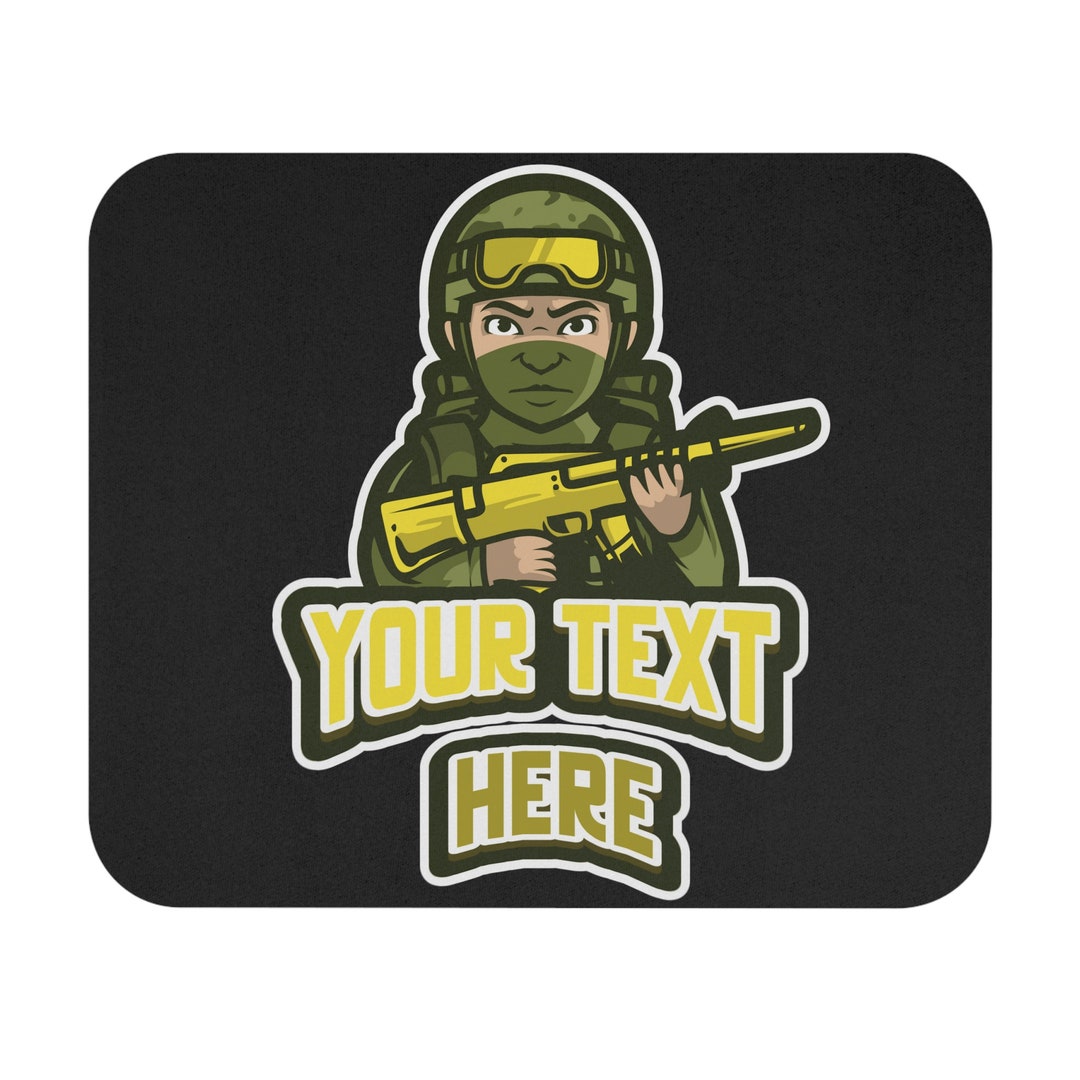 CUSTOM TEXT Army Man With Gun Mouse Pad Highdensity Foam Etsy
