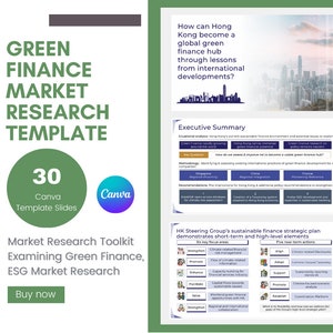 Green and Sustainable Finance/ESG Market Research Consulting Template | Canva Template | 30 pages | Research & Data Provided | 30K USD Study
