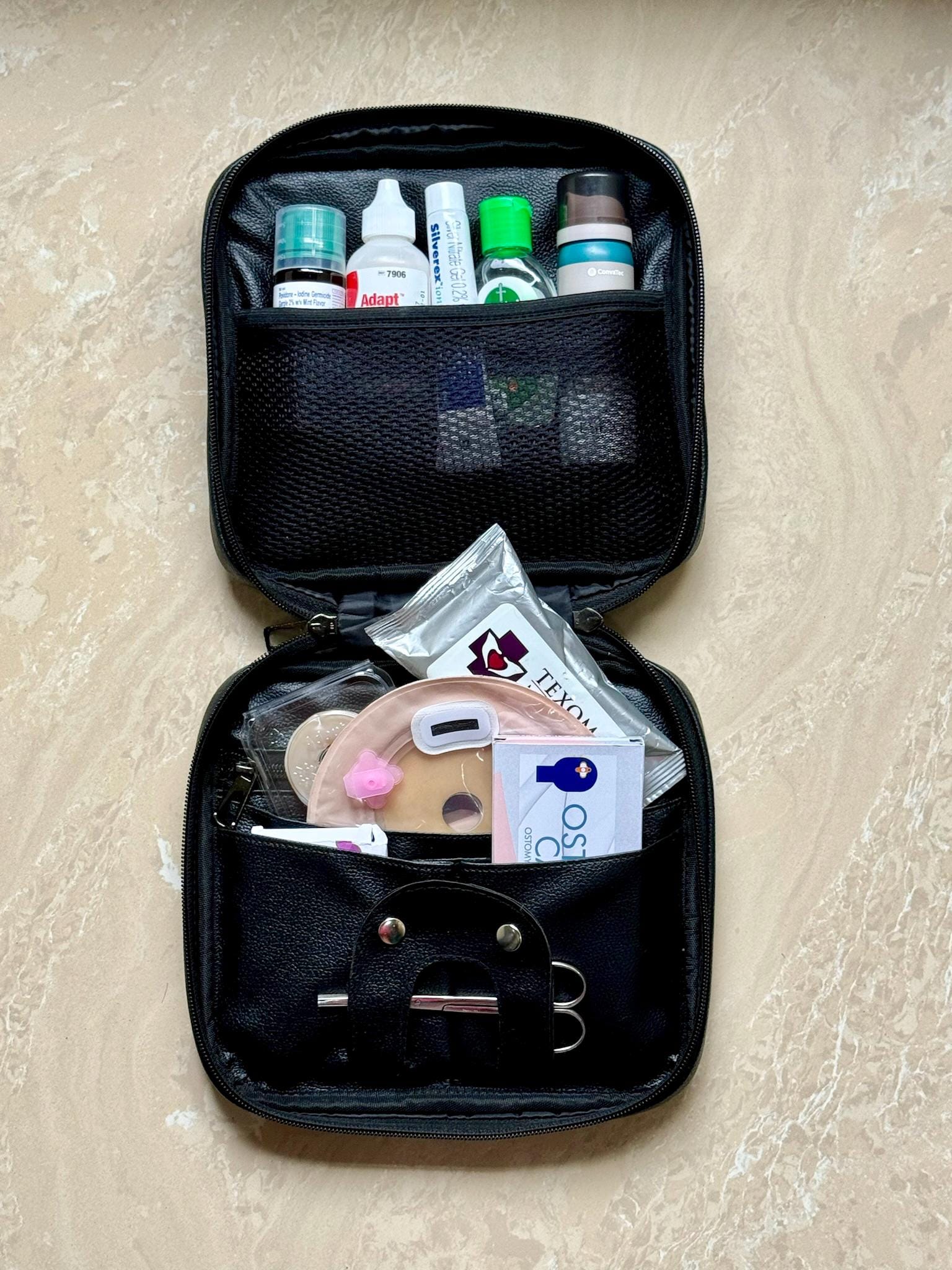 Black Stoma Ostomy Bag Travel Case with FREE TWO Covers and 10 Stoma bag Air Vent Buttons, Colostomy Stoma Bag Case, Travel With Confidence
