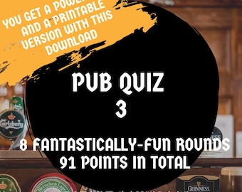 Pub Quiz Game 3: PowerPoint & Printable Trivia (Digital Download)