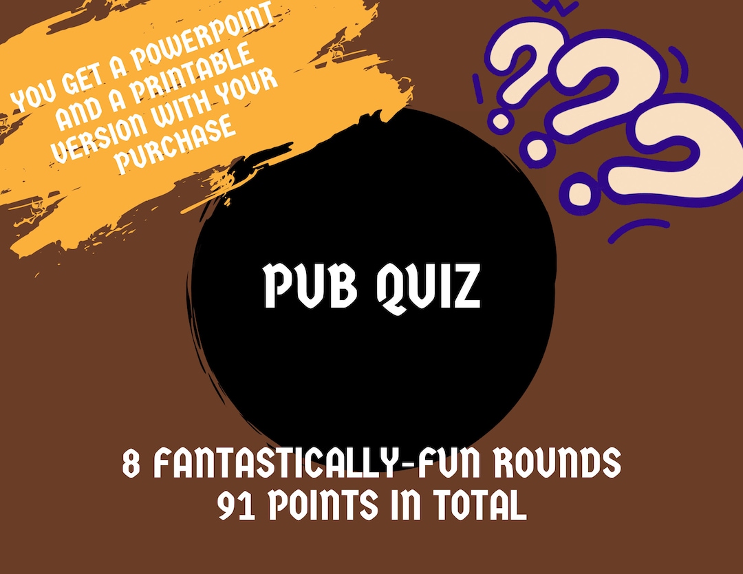 Pub Quiz Powerpoint Game and Printable Game Both Included Etsy