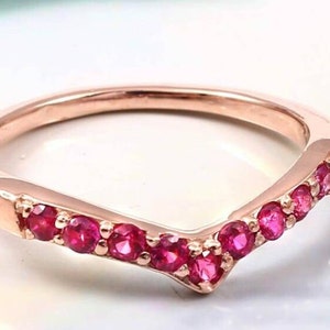 Rosa röd rubin sterlingsilver Enhancer Guard Contour Vigselring
