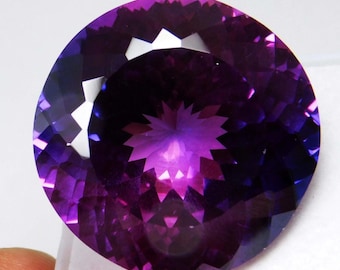 45 Ct Natural Flawless Purple Sapphire Round Cut  Certified Loose Gemstone for Jewelry Making Pendant Gift for Women - 16.03x11.96 MM”